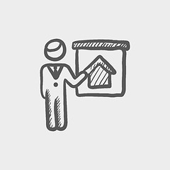 Image showing Real estate agent training sketch icon