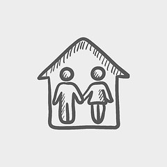 Image showing Couple house sketch icon