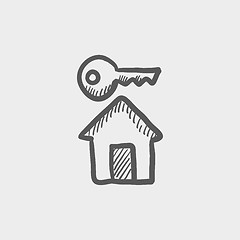 Image showing Key for house sketch icon