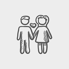 Image showing Loving couple sketch icon