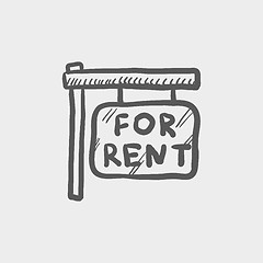 Image showing For rent placard sketch icon