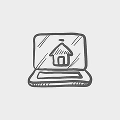 Image showing Online house shopping sketch icon