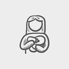 Image showing Mother and baby breastfeeding sketch icon