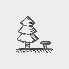 Image showing Pine tree sketch icon