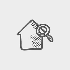 Image showing House and magnifying glass sketch icon