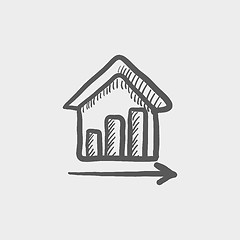 Image showing Graph of financial real estate growth sketch icon