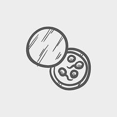 Image showing Petri dish with bacteria sketch icon