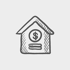 Image showing Dollar house sketch icon