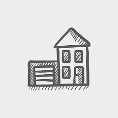 Image showing House with garage sketch icon
