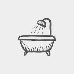 Image showing Bathtub with shower sketch icon