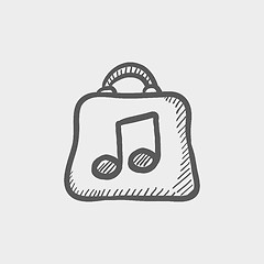 Image showing Shopping bag with music note sketch icon