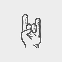 Image showing Rock and roll hand sign sketch icon