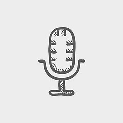 Image showing Retro microphone sketch icon