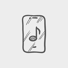 Image showing Phone with musical note sketch icon