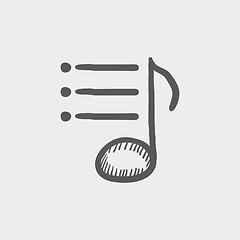 Image showing Musical note with bar sketch icon