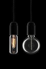 Image showing A pair of retro bulbs one is turned on