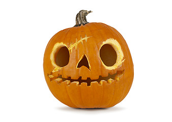 Image showing Halloween pumpkin with a scared face