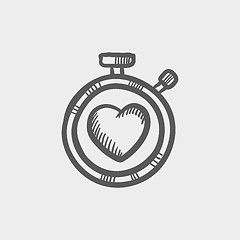 Image showing Heart time sketch icon