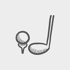 Image showing Golf ball and putter sketch icon