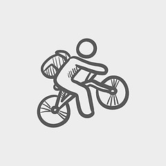 Image showing Mountain bike rider sketch icon