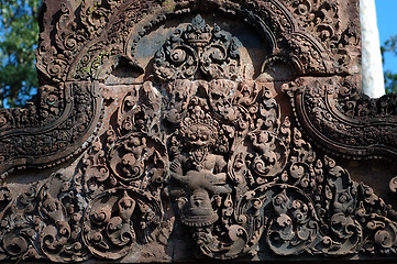 Image showing Carving of mandapa at Banteay Sreiz, Cambodia