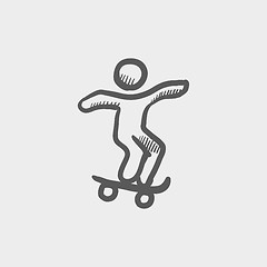 Image showing Man skateboarding sketch icon