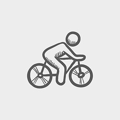 Image showing Sports bike and rider sketch icon