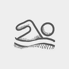 Image showing Beach wave swimming sketch icon