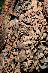 Image showing Carving of mandapa at Banteay Sreiz, Cambodia