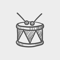 Image showing Drum with stick sketch icon