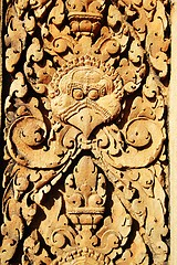Image showing Stone carving at Banteay Sreiz, Cambodia