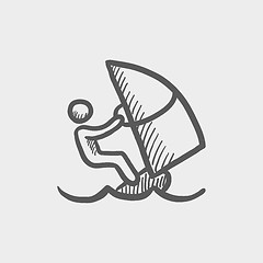Image showing Wind surfing sketch icon