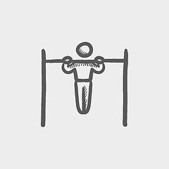 Image showing Pull up exercise in bar sketch icon