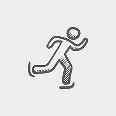 Image showing Running man sketch icon