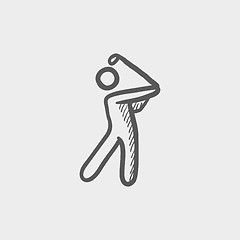 Image showing Golfer sketch icon