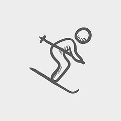 Image showing Downhill skiing sketch icon