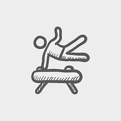 Image showing Gymnast on pommel horse sketch icon