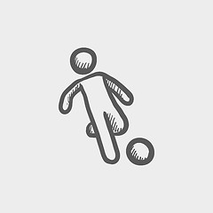 Image showing Soccer player to kick the ball sketch icon