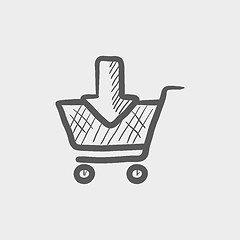 Image showing Online shopping cart sketch icon