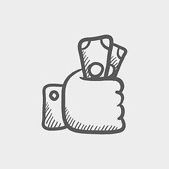 Image showing Money in hand sketch icon