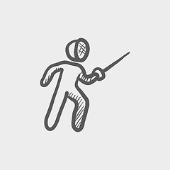 Image showing Fencing sport sketch icon