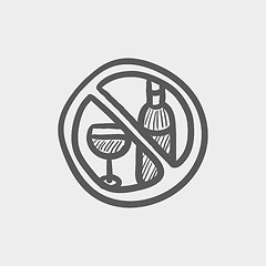 Image showing No alcohol sign sketch icon