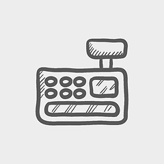 Image showing Cash register machine sketch icon