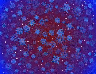 Image showing fabulous snowflakes on the blue
