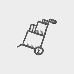 Image showing Trolley with boxes sketch icon