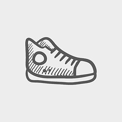 Image showing Hi-cut rubber shoes sketch icon