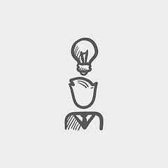 Image showing Businessman with idea sketch icon