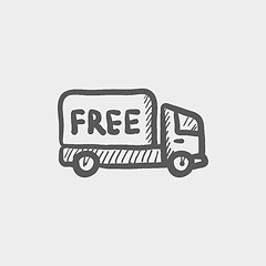 Image showing Free delivery van sketch icon