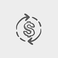 Image showing Money dollar symbol with arrow sketch icon