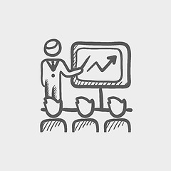 Image showing Businessman giving a presentation sketch icon